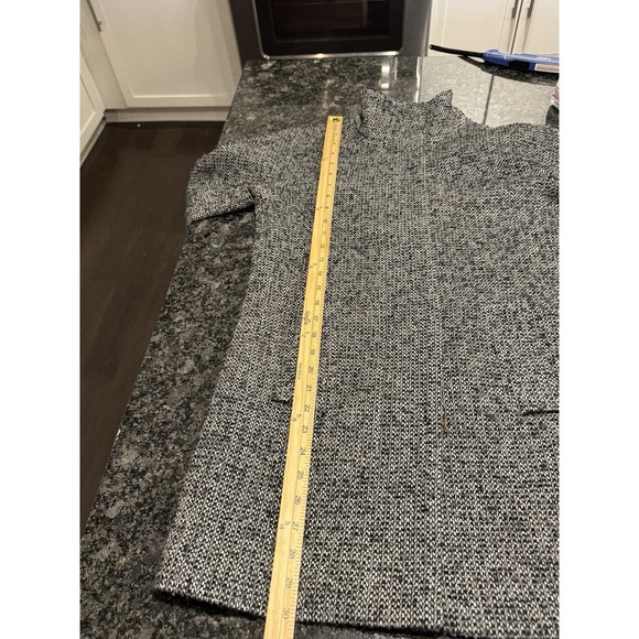 J Crew Tweed Coat Women Size 0 Black White Long Wool Blend Walker Pea - Picture 10 of 13